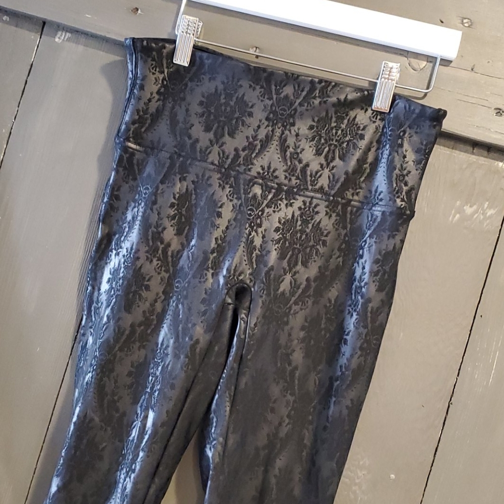Faux Leather Brocade Legging